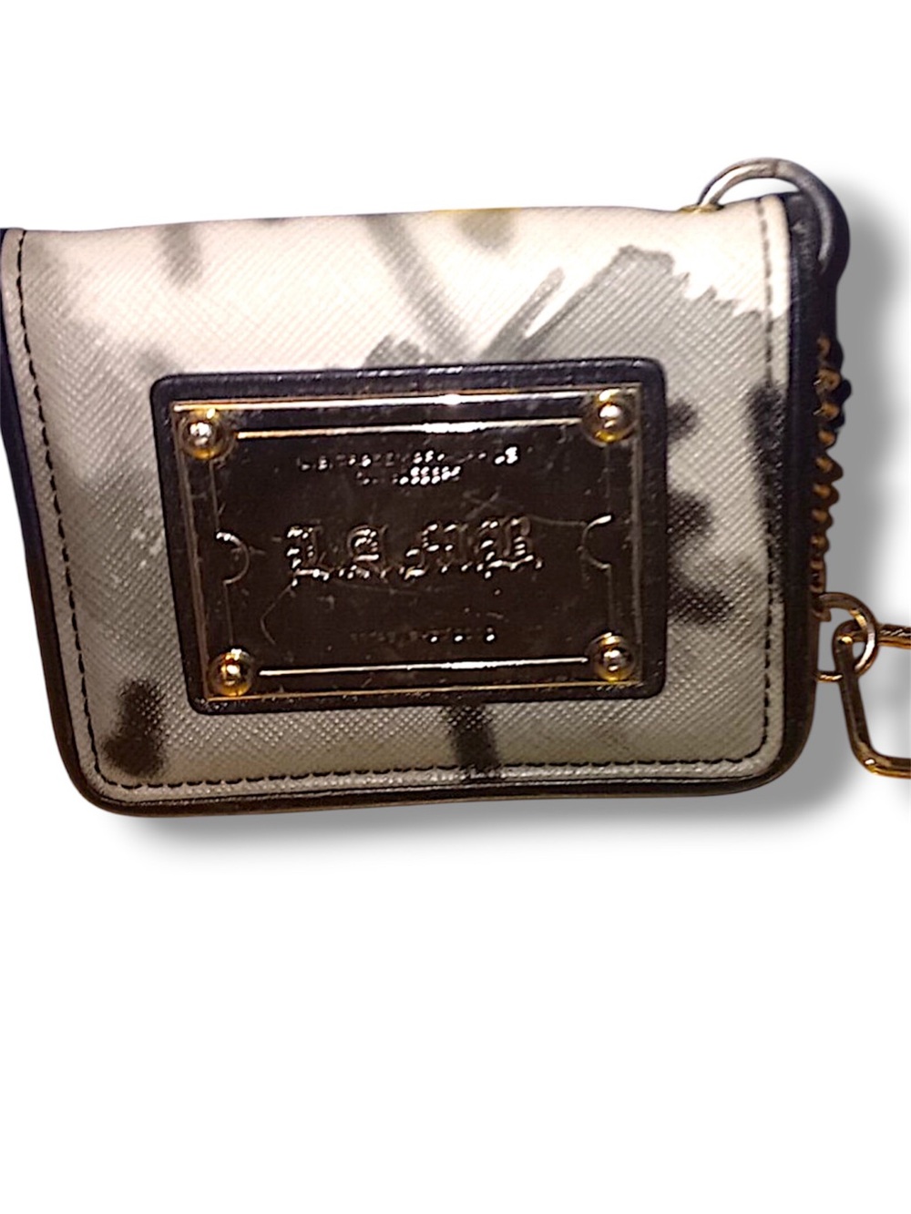 Designer-LAMB White and Black Accent wristlet Bag